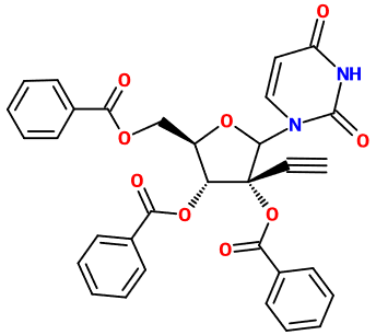 (image for) MC004316 (2R,3R,4R,5R)-5-((Benzoyloxy)methyl)-2-(2,4-dioxo-3,4-dihydropyrimidin-1(2H)-yl)-3-ethynyltetrahydrofuran-3,4-diyl dibenzoate